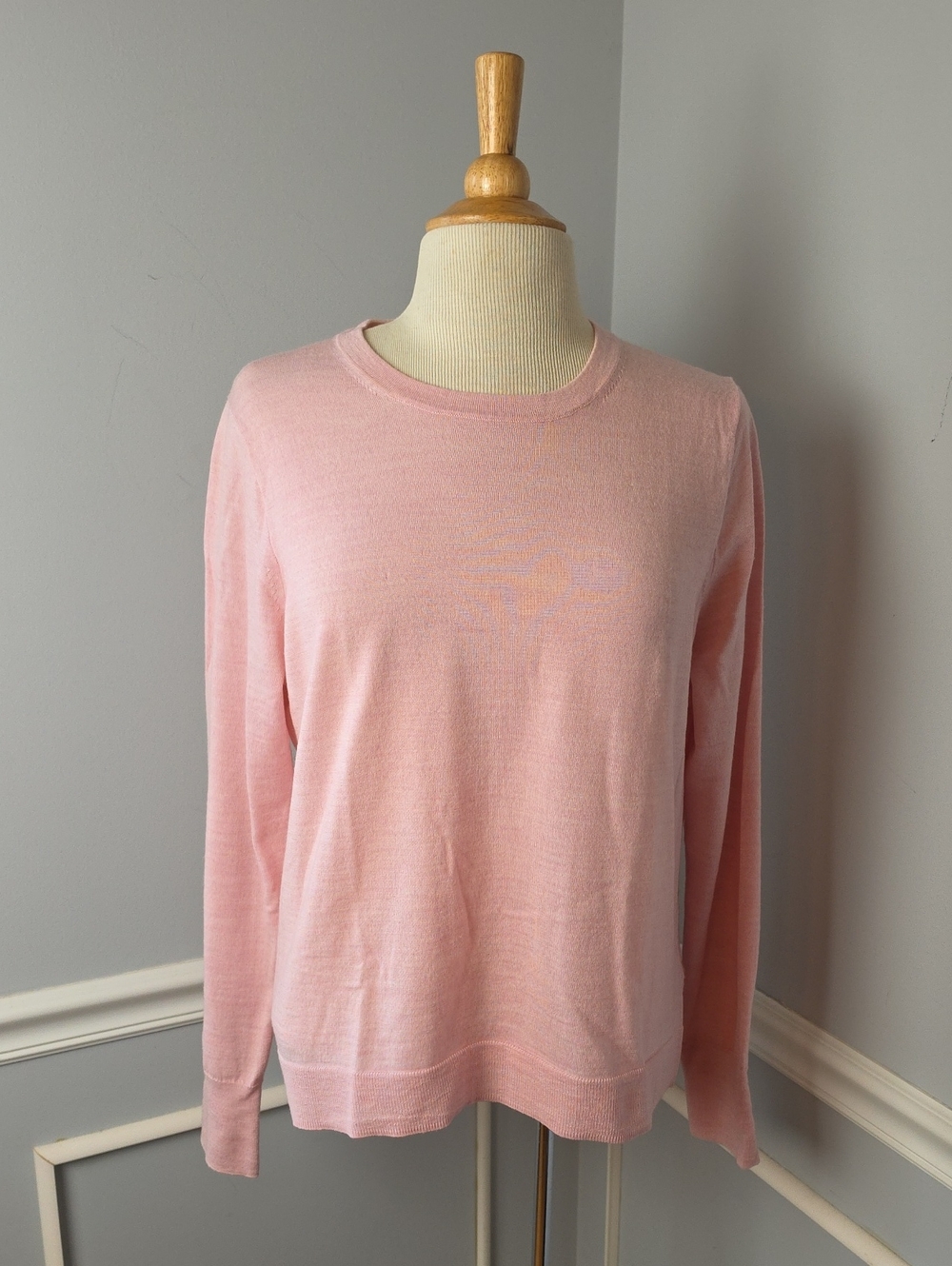 J.CREW 100% Merino Wool Pink Crewneck Career Casual Long Sleeve Sweater XL READ